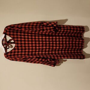 ❤️ ANTHROPOLOGIE CLOTH & STONE BUFFALO PLAID BELL SLEEVE SHIFT DRESS, SMALL